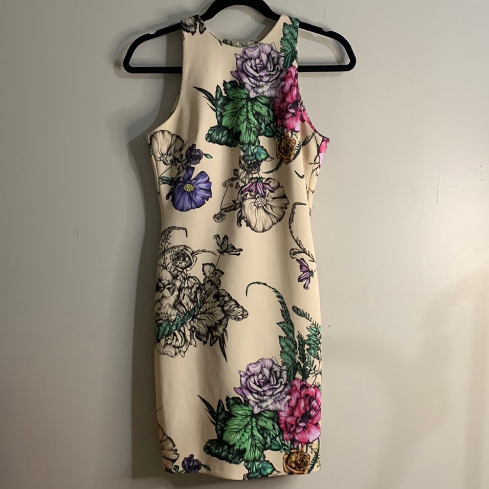 Alexia Admor cream floral sleeveless floral dress size XS